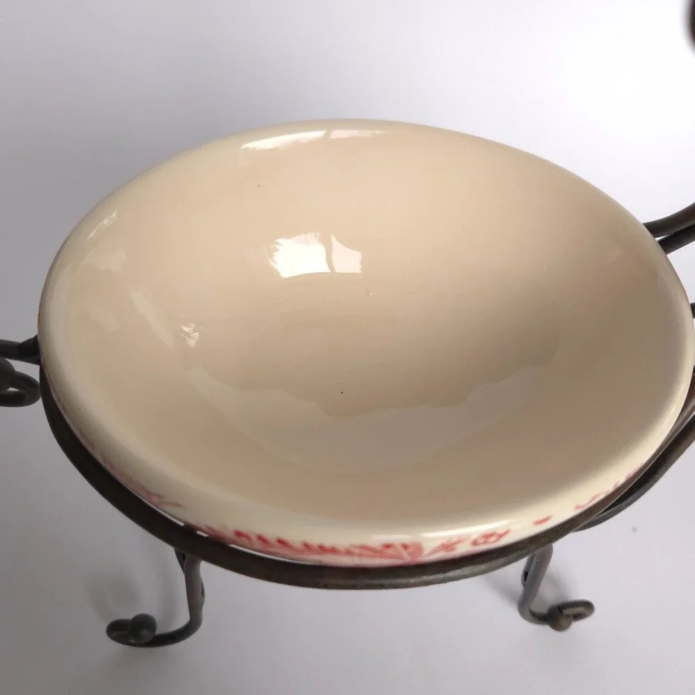 Silvestri Metal Reindeer Ceramic Paisley Serving Dip Bowl Christmas Holiday - Picture 14 of 15